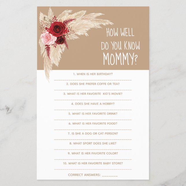 Wie gut kennen Sie die Mama Baby Showcard? Flyer (Vorne)
