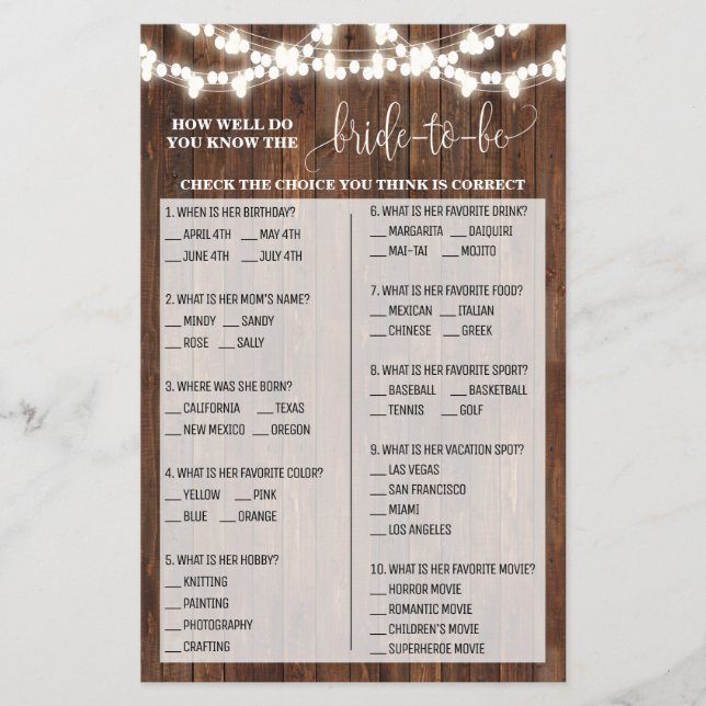 Wie gut kennst du Bride Western Duwer Game? Flyer (Vorne)