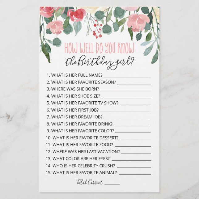 Wie gut kennst du das GeburtstagsMädchenspiel? (Vorderseite)