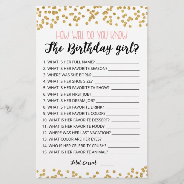 Wie gut kennst du das GeburtstagsMädchenspiel? (Vorderseite)