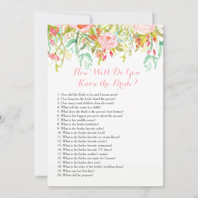 Wie gut kennst du die Braut? (Vorderseite)