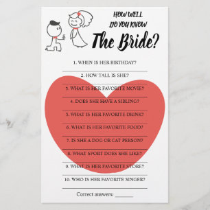 Wie gut kennst du die Braut-Spielkarte Flyer