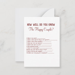 Wie gut wissen Sie, wenn Sie ein Paar spielen? Mitteilungskarte