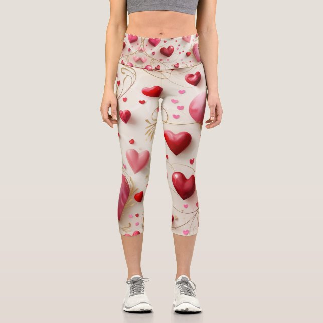 Wie Herzen fallen Capri Leggings (Vorderseite)