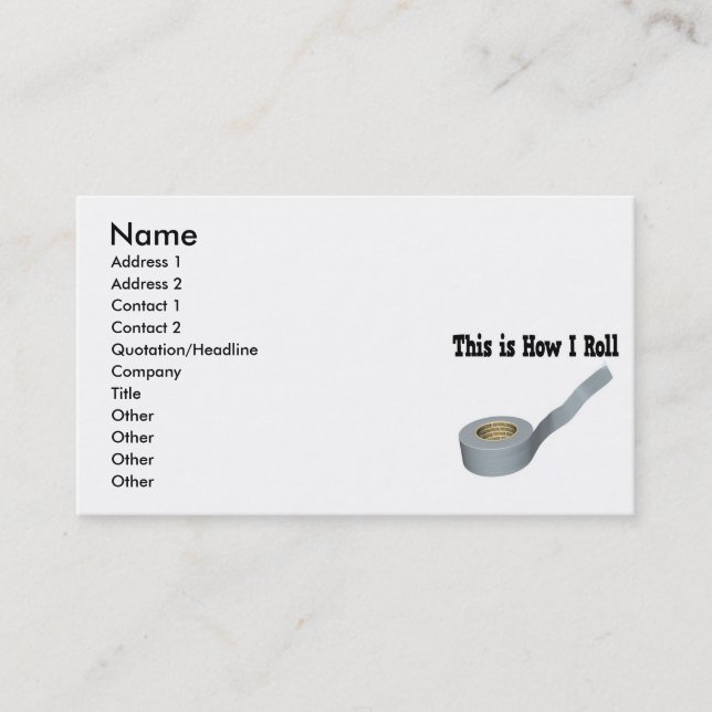 Wie ich das Duktband rollen kann Visitenkarte (Vorderseite)