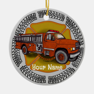 Wie ich Firefighter-Feuerwehrauto Roll Keramik Ornament