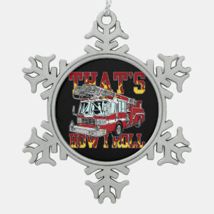 Wie ich Löschfahrzeug rolle Schneeflocken Zinn-Ornament