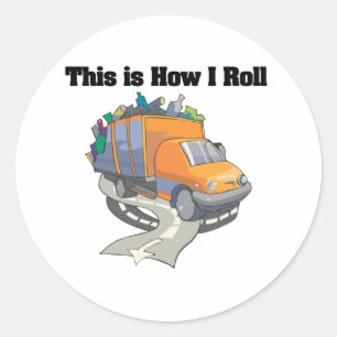 Wie ich rolle (Müllwagen) Runder Aufkleber