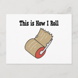 Wie ich Verpackungsklebestreifen aufrolle Postkarte