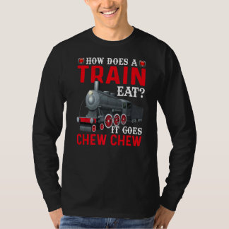 Wie isst ein Zug Züge Ingenieur Eisenbahn-Gra? T-Shirt