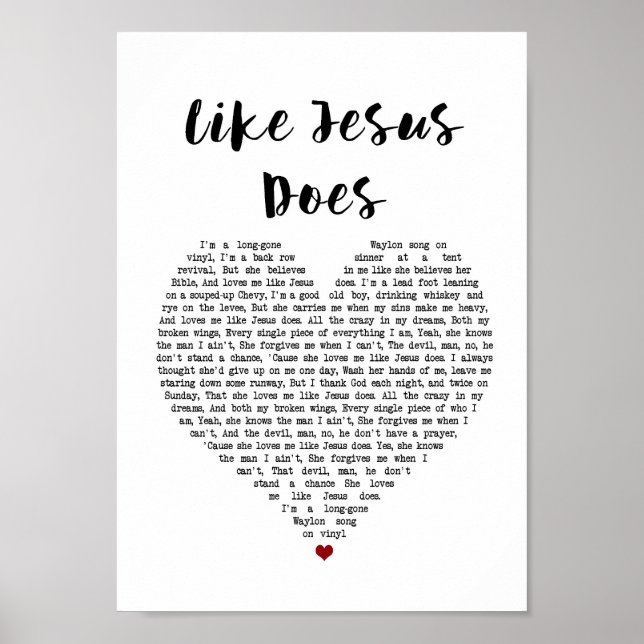 Wie Jesus macht Herz Song Lyric Wall Art Print Poster (Vorne)