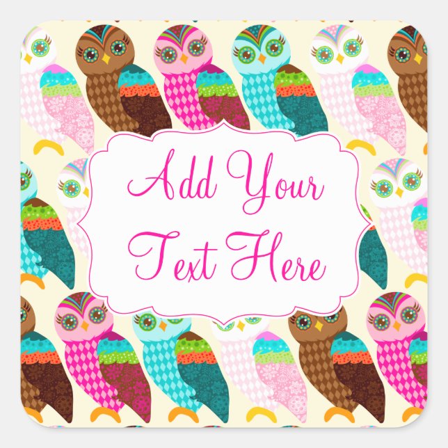Wie jetzt kleine Eule? Quadratischer Aufkleber (Vorderseite)