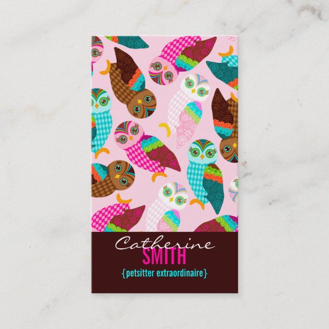 Wie jetzt kleine Eulen? Vertikal Visitenkarte (Vorderseite)