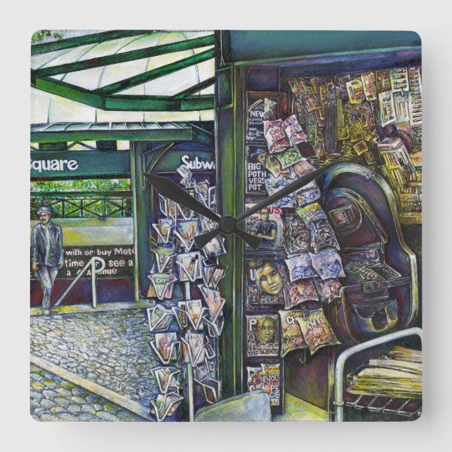 Wie kann ein Bild unfantasievoll sein? Quadratische Wanduhr (Vorderseite)