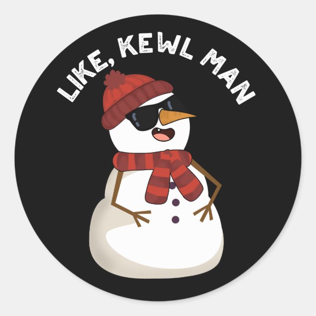 Wie Kewl Man Funny Cool Snowman Puff Dark BG Runder Aufkleber (Vorderseite)