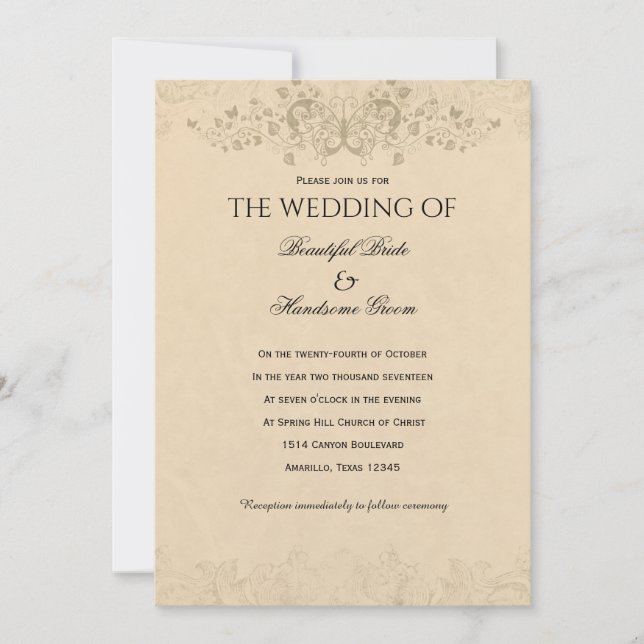 Wie Liebe ich dich? Vintage Liebe Gedicht Hochzeit Einladung (Vorderseite)