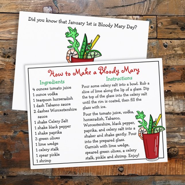 Wie man eine blutige Mary-Rezept-Karte macht Postkarte (Von Creator hochgeladen)