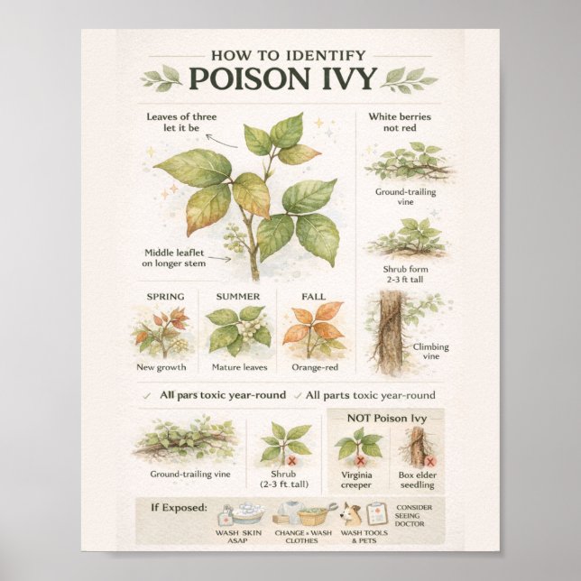 Wie man Giftsumach erkennt – Botanische Bildung Poster (Vorne)