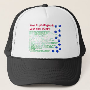 Wie man Ihren neuen Welpen fotografiert Truckerkappe