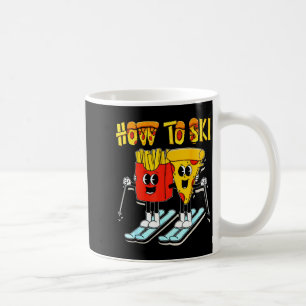 Wie man lustige Pizza Pommes Skifahrer Skifahren Kaffeetasse