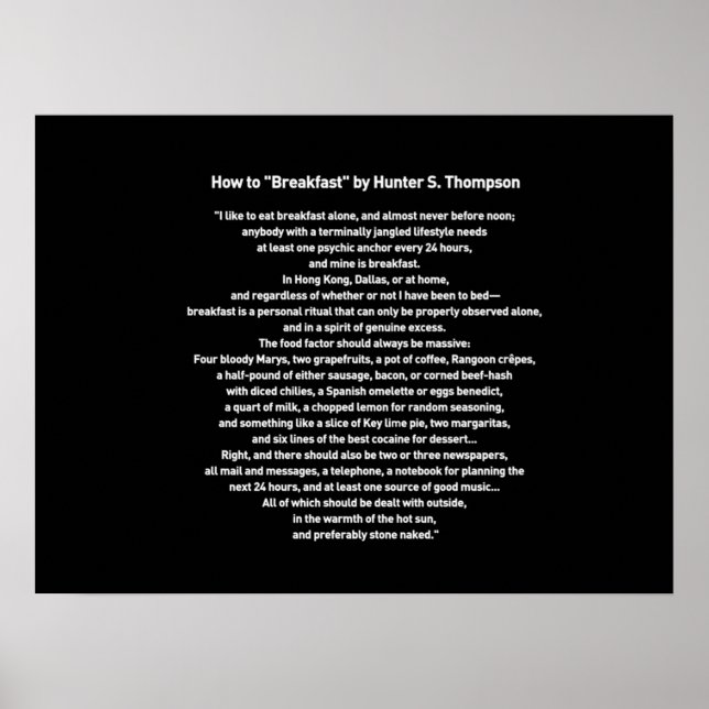 Wie man von Hunter S Thompson frühstückt Poster (Vorne)