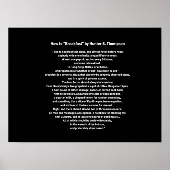 Wie man von Hunter S Thompson frühstückt Poster (Vorne)