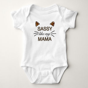 Wie meine Mama Leopard Print Whiskys und Ohren Baby Strampler