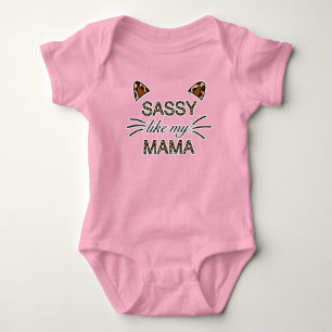 Wie meine Mama Leopard Print Whiskys und Ohren Baby Strampler