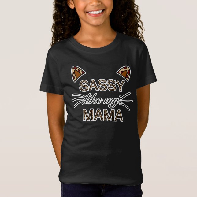 Wie meine Mama Leopard Print Whiskys und Ohren T-Shirt (Vorderseite)