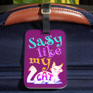 Wie meine Niedliche Katze Neon Catchy Fuchsia Text Gepäckanhänger