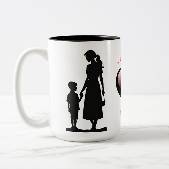 Wie Mutter Wie Sohn Silhouette 15 oz Tasse (Links)