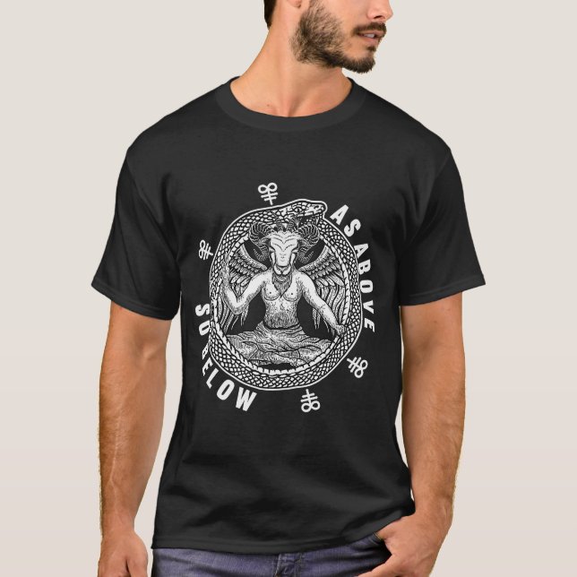 Wie oben so unter Satan Baphomet Leviathan Cross T-Shirt (Vorderseite)