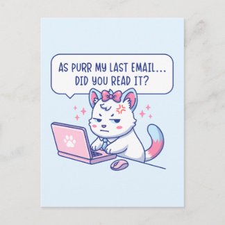 Wie Purr My Last Email - Lustiger Katzen Büro Humo Postkarte