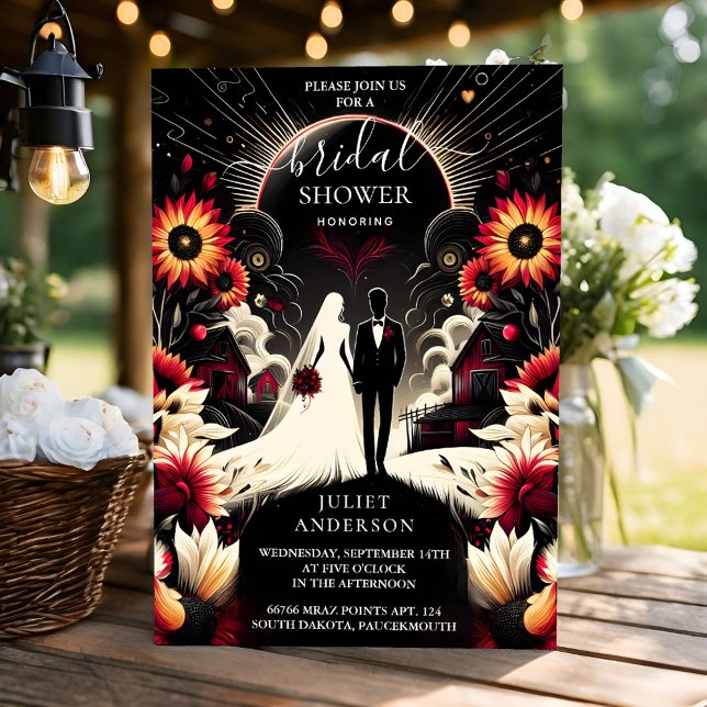 Wie Ruby Claret White Heart Red Black Brautparty Einladung (Von Creator hochgeladen)