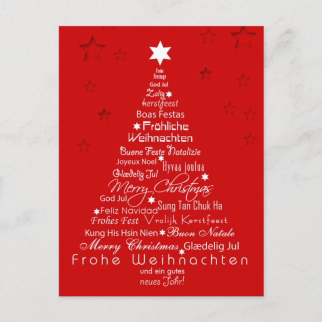 Wie sagt ihr frohe Weihnachten? Postkarte (Vorderseite)