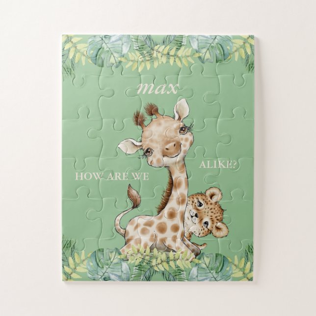 Wie sind wir wie Giraffe Cheetah Kids? Puzzle (Vertikal)