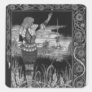 Wie Sir Bedivere das Schwert Excalibur vergossen h Quadratischer Aufkleber