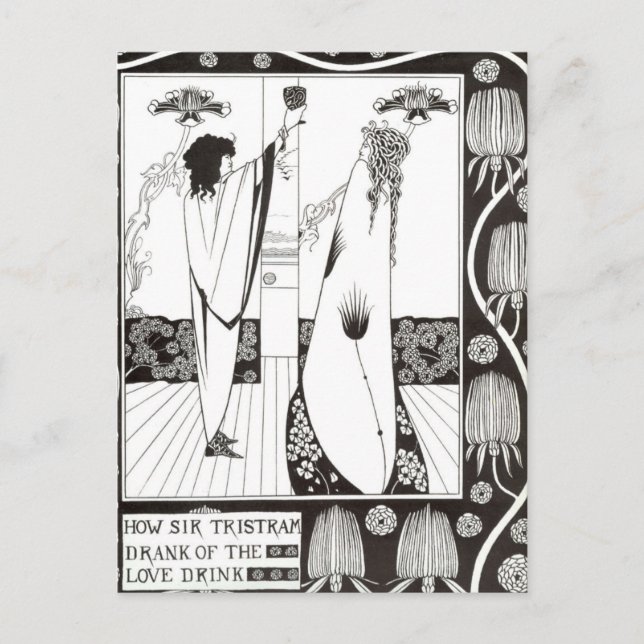 Wie Sir Tristram die Liebe Drink Beardsley getrunk Postkarte (Vorderseite)