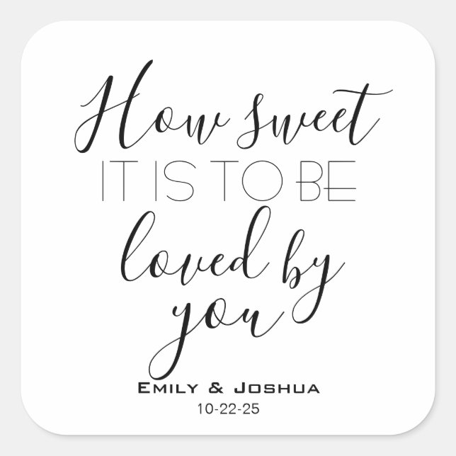 Wie süß es ist ein Brötchenbuffet für Hochzeitscan Quadratischer Aufkleber (Vorderseite)