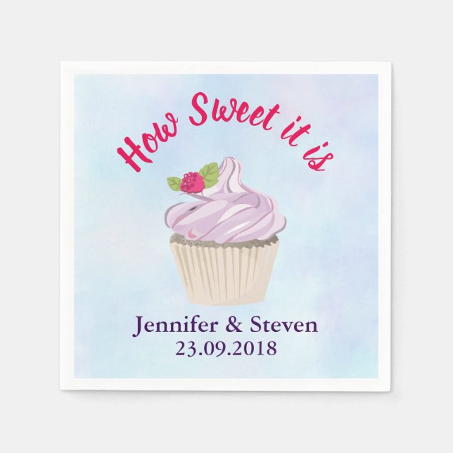 Wie süß es ist Pink Cupcake Wedding Serviette (Vorderseite)