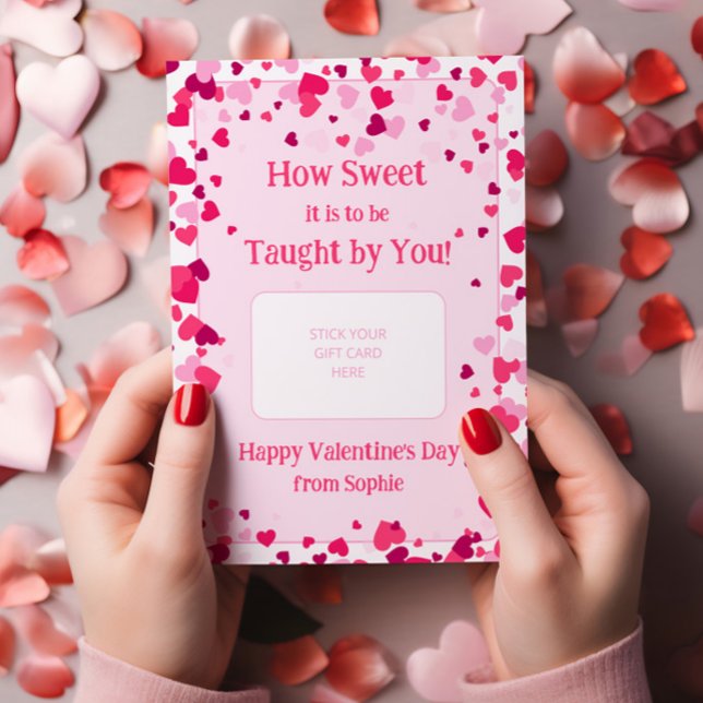 Wie süß Geschenkkartenhalter für Lehrer zum Valent Einladung (How Sweet it is to be Taught by You! (editable) Personalized Valentine's Gift Card Holder)
