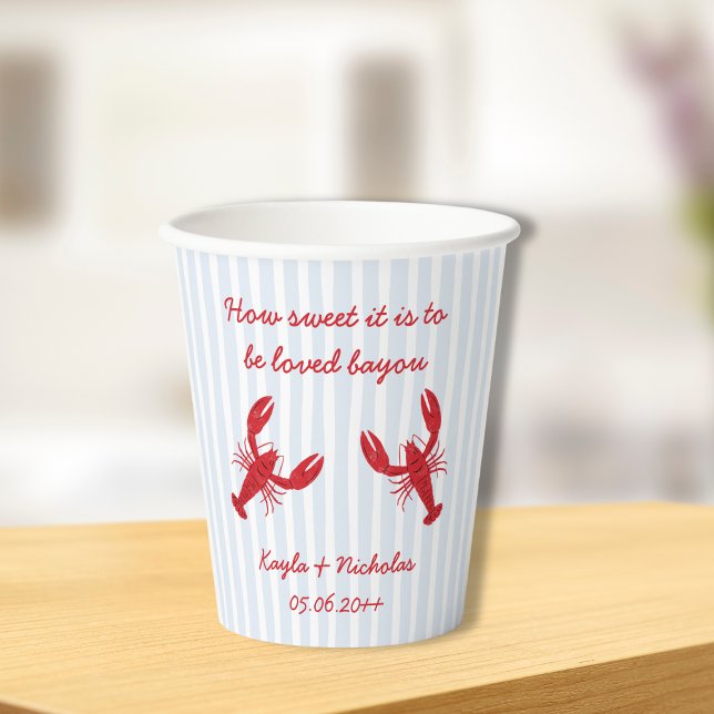 Wie süß ist es, sich zu lieben Bayou Crawfish Boil Pappbecher (How Sweet It Is to Be Loved Bayou Crawfish Boil Paper Cups)