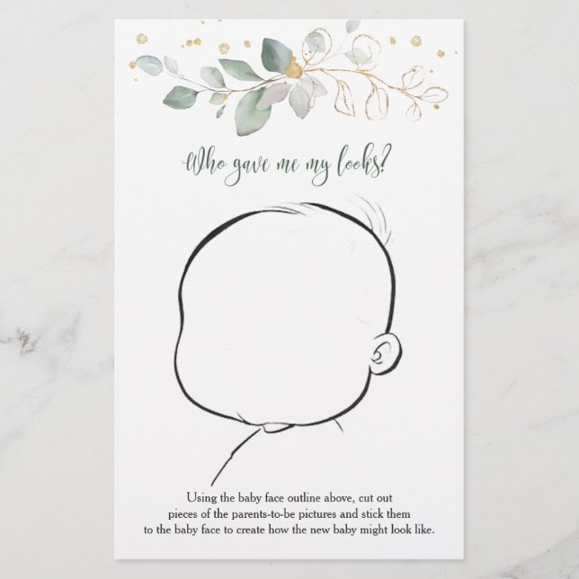 Wie unser Baby sehen könnte, Greenery Baby Shower  Flyer (Vorne)