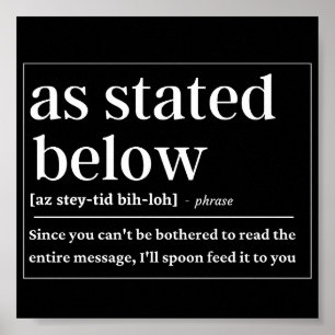 Wie unten beschrieben, witzige Definition Poster