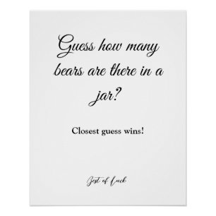Wie viele Bären sind in einem Glas Baby Shower Spi Poster