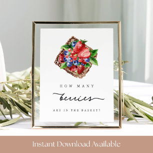 Wie viele Berries Brautparty Guessing Game Sign Poster