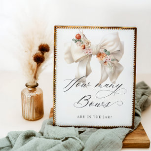 Wie viele Bows Floral Bow Baby Dusche Poster