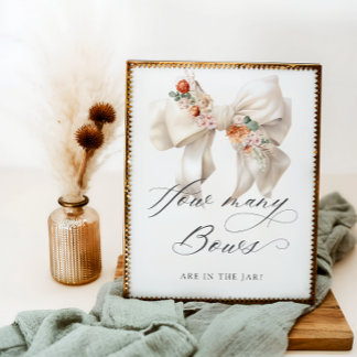 Wie viele Bows Floral Bow Baby Dusche Poster