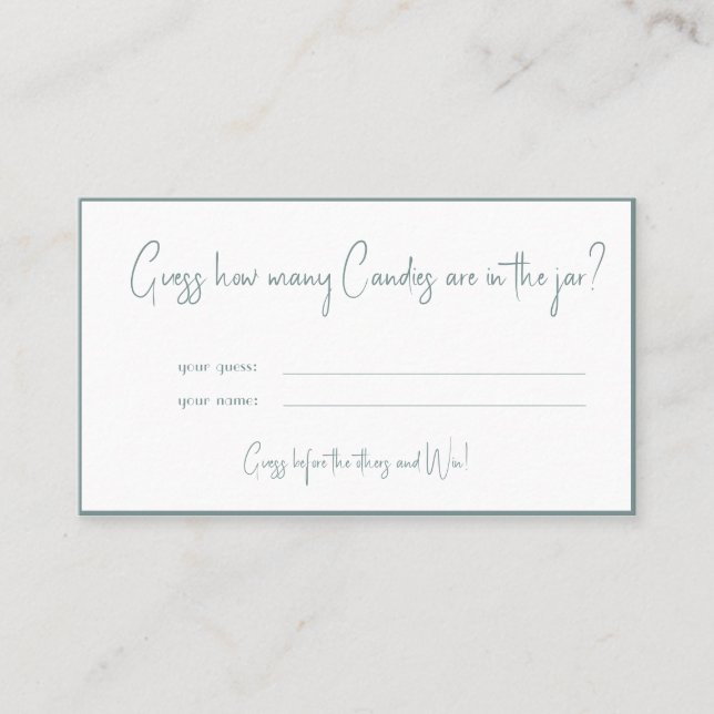 Wie viele Candies Brautparty Game Card Platzkarte (Vorderseite)