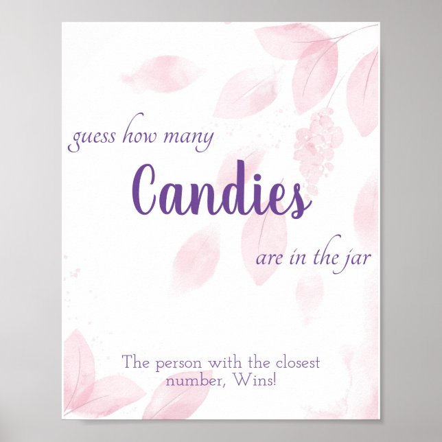 Wie viele Candies Brautparty Game Sign Poster (Vorne)